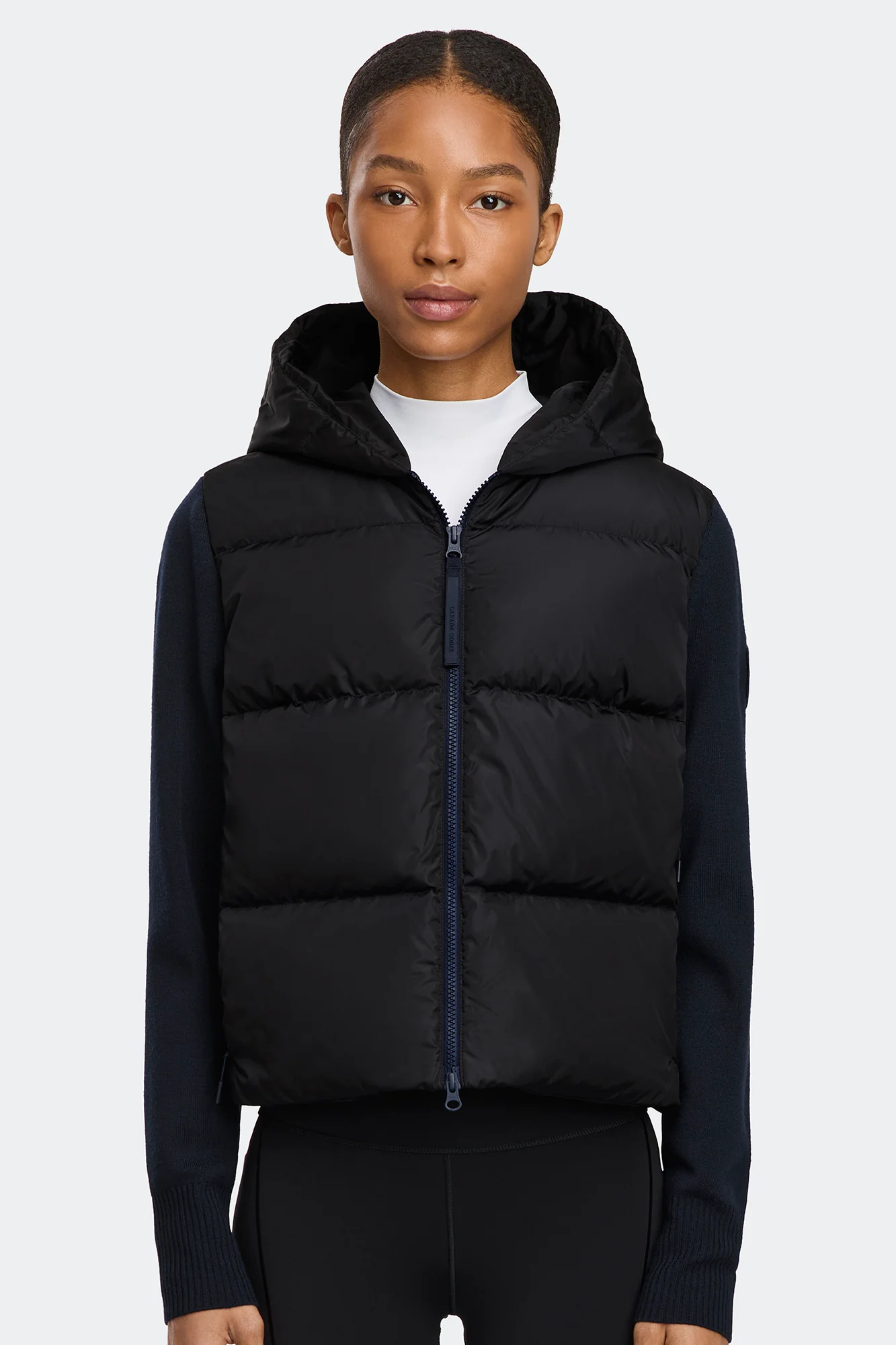 HyBridge Wide Quilt Knit Hoodie Tonal Disc - Image 2