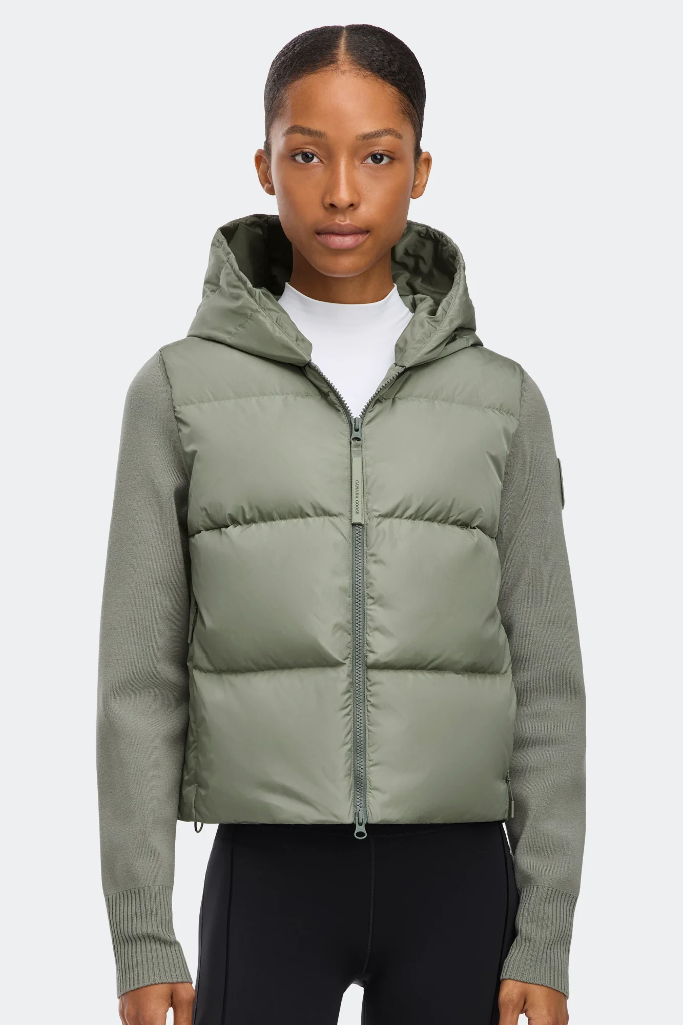 HyBridge Wide Quilt Knit Hoodie Tonal Disc - Image 2