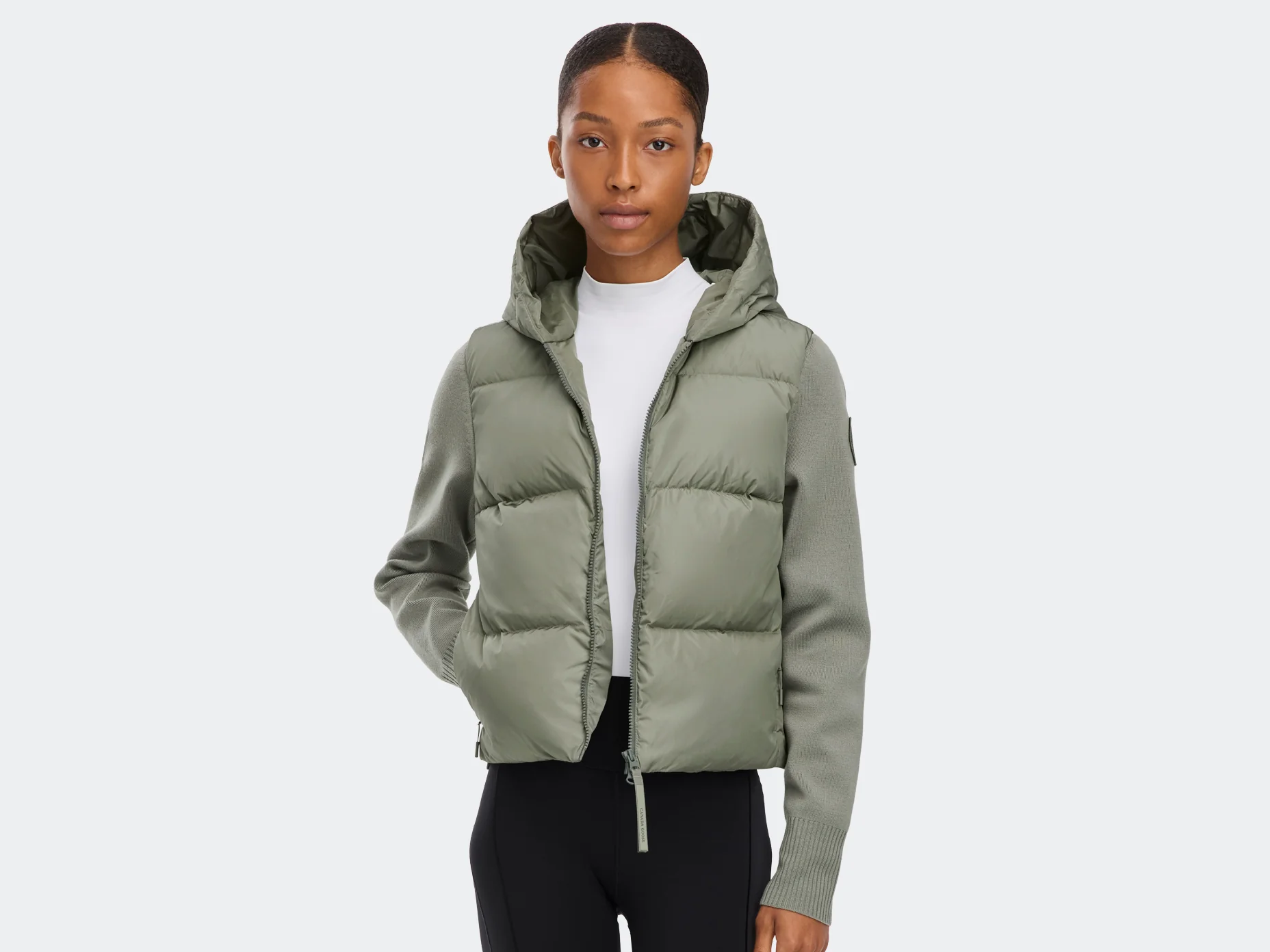 HyBridge Wide Quilt Knit Hoodie Tonal Disc - Image 5